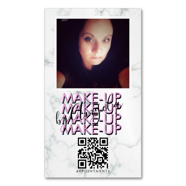 Marmor Makeup Salong QR-kod Foto   Magnetiska Visitkort (Framsida vertikal)