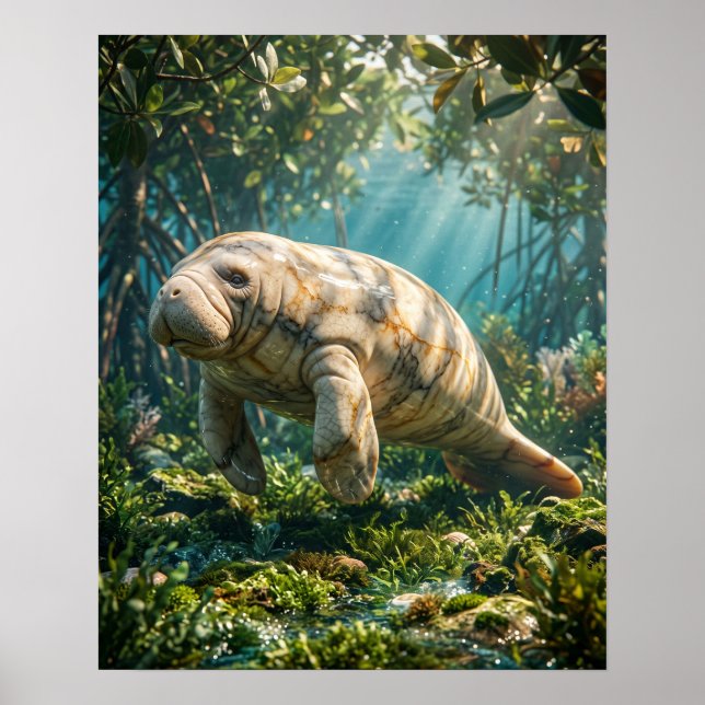 Marmor Manatee Lagoon Serenity Print Poster (Framsidan)