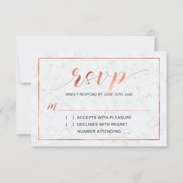 Marmor | Modern enkel typografi RSVP Infogningskor OSA Kort (Framsida)