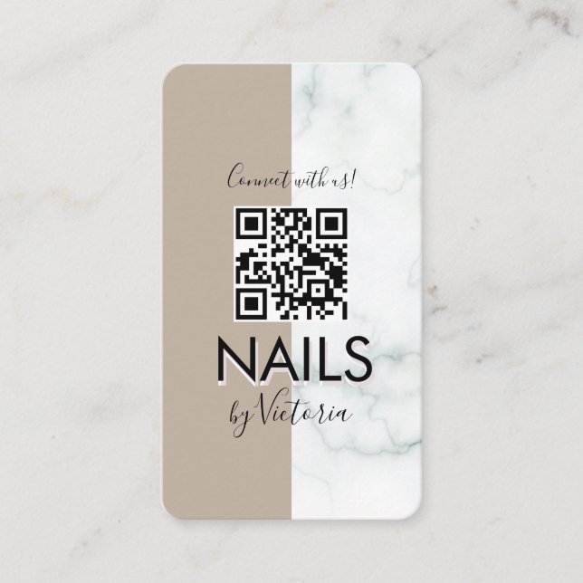 Marmor Nagelsalong Skönhet Färgblock QR-kod  Visitkort (Framsida)