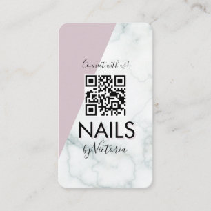 Marmor Nagelsalong Skönhet Färgblock Rosa QR-kod Visitkort