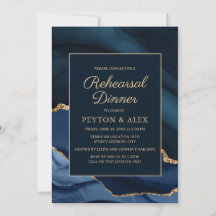 Marmor Navyblå Guld Elegant Övningsmiddag
