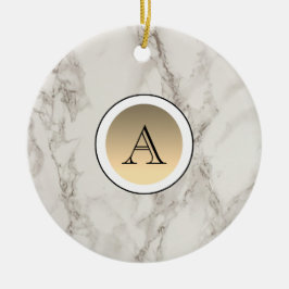 Marmor och elegant initial i guld julgransprydnad keramik