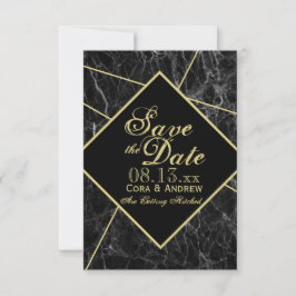 Marmor och guld Art Deco Geometrisk Save the Date Inbjudningar
