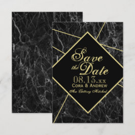 Marmor och guld Art Deco Geometrisk Save the Date Inbjudningar