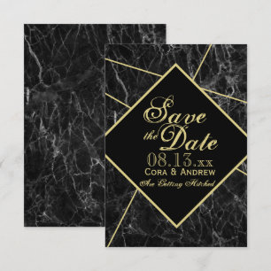 Marmor och guld Art Deco Geometrisk Save the Date Inbjudningar