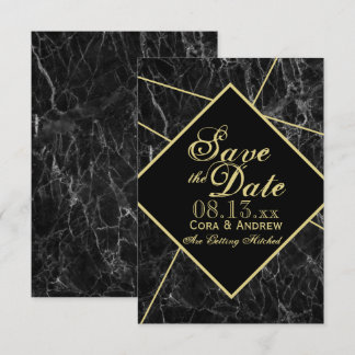 Marmor och guld Art Deco geometrisk Save the Date Inbjudningar