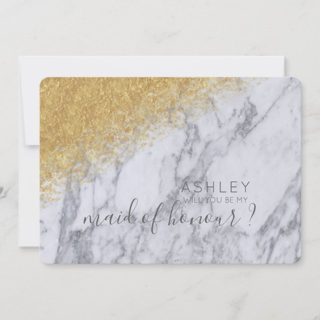 Marmor och Guld Kommer Du Att Vara Min Brudtjänare Inbjudningar (Framsida)