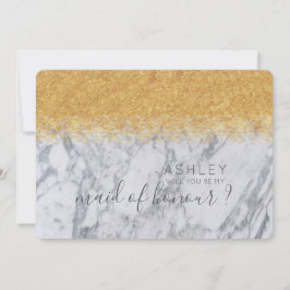 Marmor och Guld Vill du Vara Min Brudtjänare Namn Inbjudningar