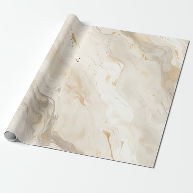 Marmor Pastell Kräm Guld Presentpapper (Utrullad)