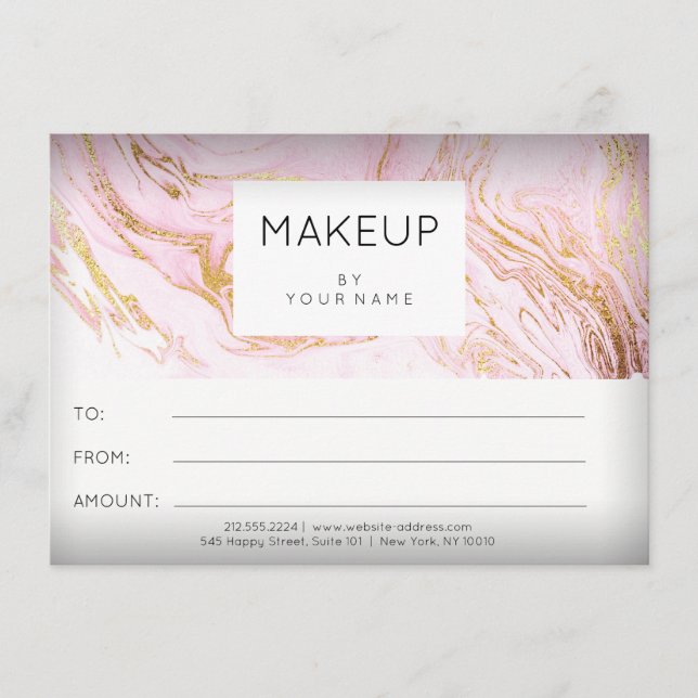 Marmor Rosa Ros Makeup Skönhetscertifikat Gåva 1 (Framsida)