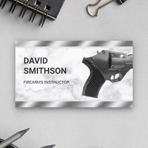 Marmor Stål Revolver Pistolbutik Gunsmith Skjutvap Visitkort