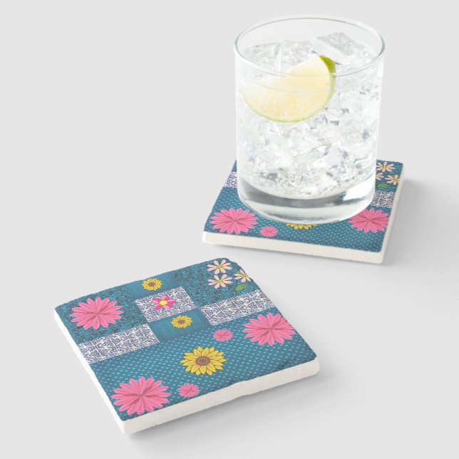 Marmor Stencil Blommor Blommig  Stenunderlägg (Sidan)