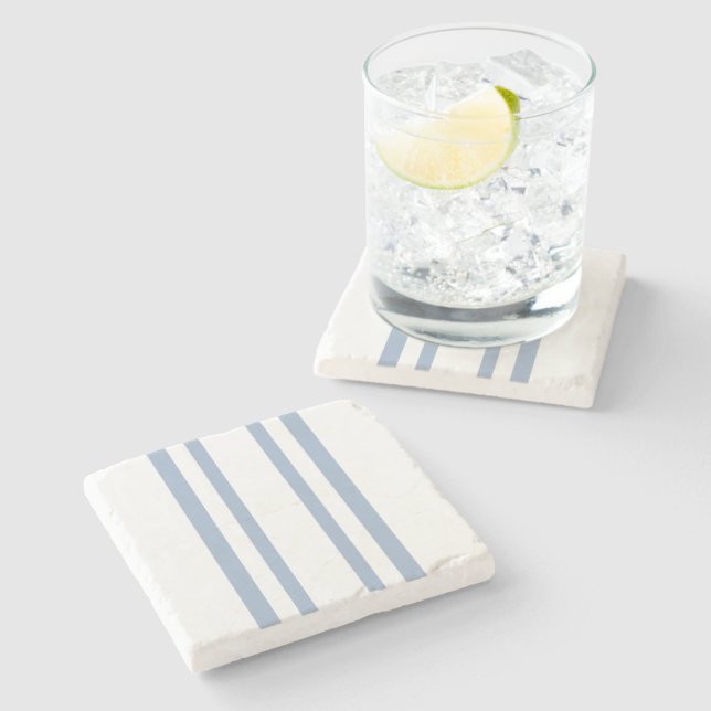 Marmor Stencoaster Blå & Vit Rand  Stenunderlägg (Sidan)