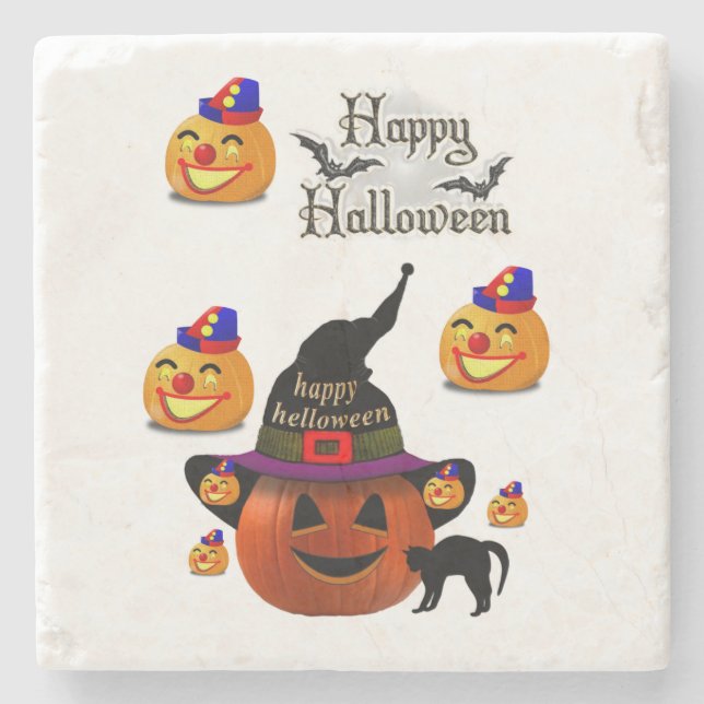 Marmor Stenkojare Halloween Stenunderlägg (Framsidan)
