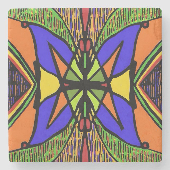 Marmor Stenkojare med Abstrakt Design Stenunderlägg (Framsidan)