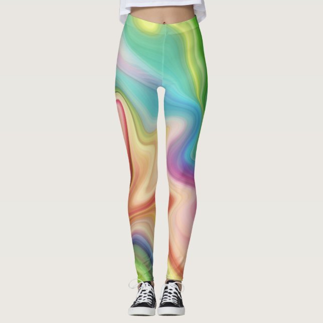 Marmor Stil Flöde Leggings (Framsida)