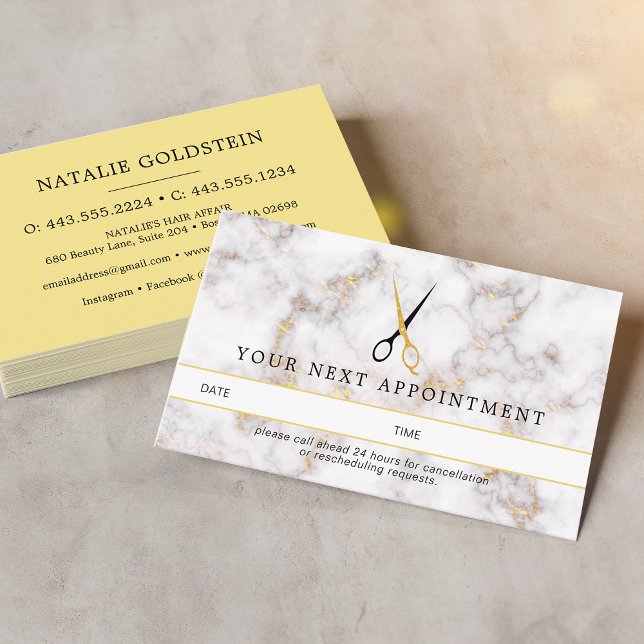 Marmor Svart Guld Hår Sax Utnämningskort Visitkort (Skapare uppladdad)