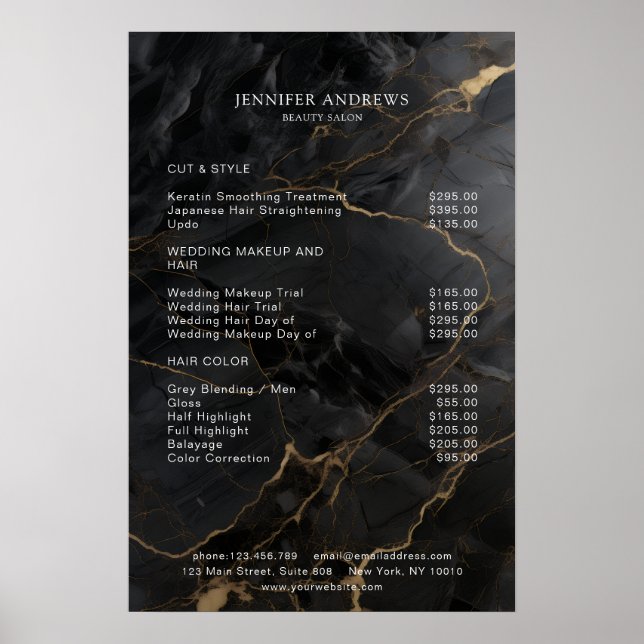 Marmor, Svart-Guld, Salong Poster (Framsidan)