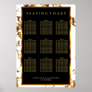 Marmor, svart, vit och Guld - Sittdiagram (9) Poster