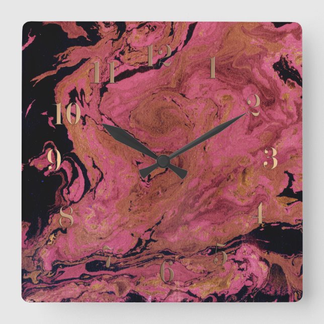 Marmor, vattenfärg fyrkantig klocka (Framsida)