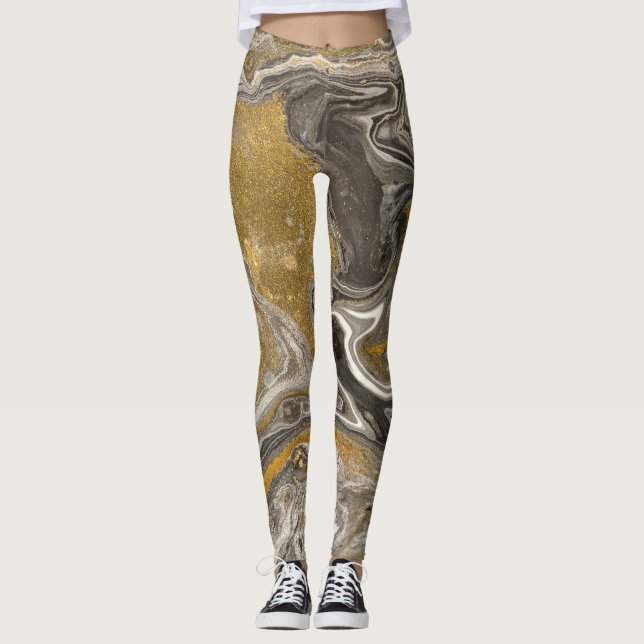 Marmorerad akryl, naturinspirerad struktur. leggings (Framsida)