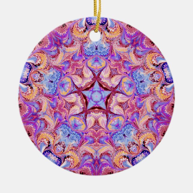Marmorerad Kaleidoscopestjärnaprydnad Julgransprydnad Keramik (Framsidan)