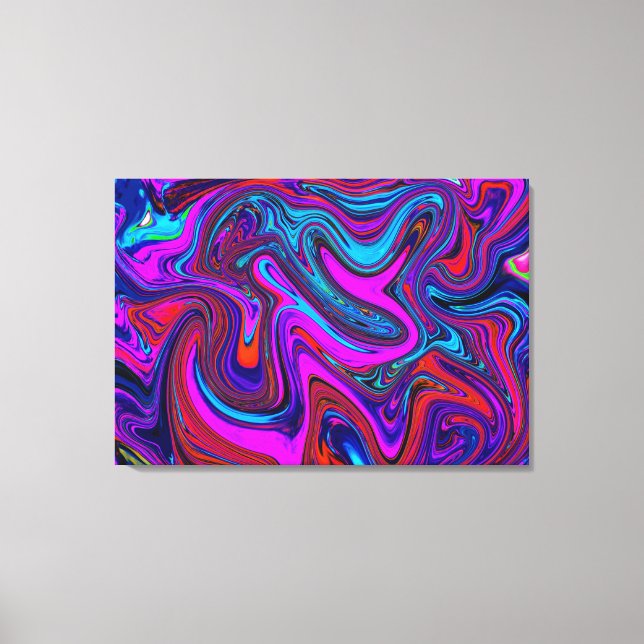 Marmorerad Magenta, blå och röd Abstrakt konst Canvastryck (Framsida)