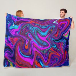 Marmorerad Magenta, blå och röd Abstrakt konst Fleecefilt