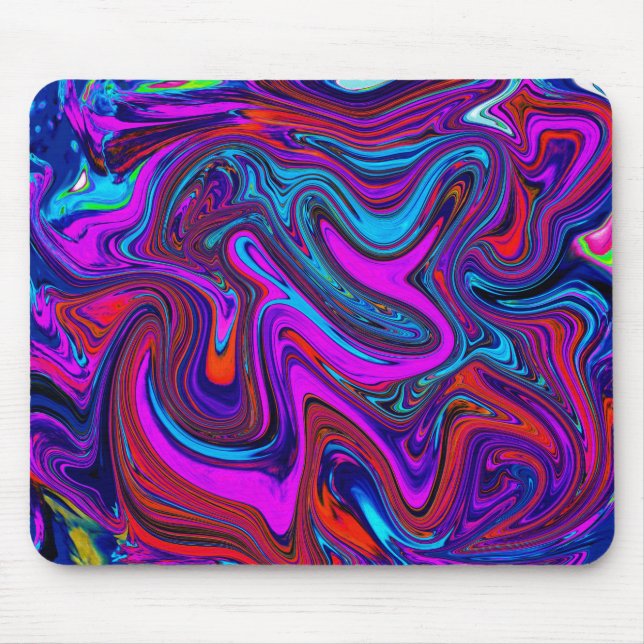 Marmorerad Magenta, blå och röd Abstrakt konst Musmatta (Framsidan)