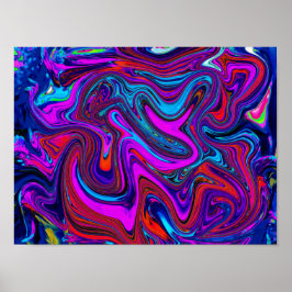 Marmorerad Magenta, blå och röd Abstrakt konst Poster