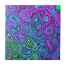 Marmorerad Magenta och Limegrön Groovy Abstrakt Ko
