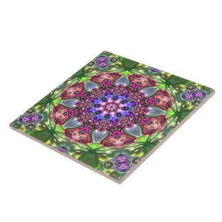 marmorerad mandala i lättfärgad blomfururist kakelplatta