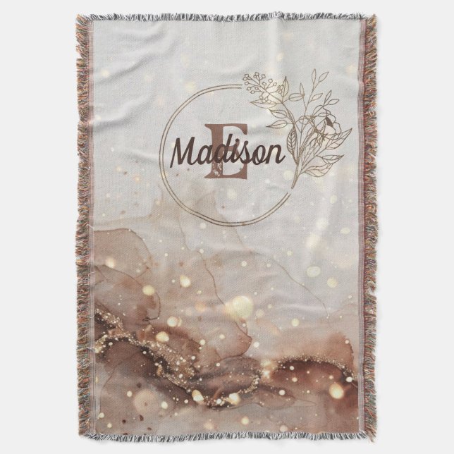 Marmorerad vattenfärg med Glitter-accenter Filt (Framsidan Vertikal)