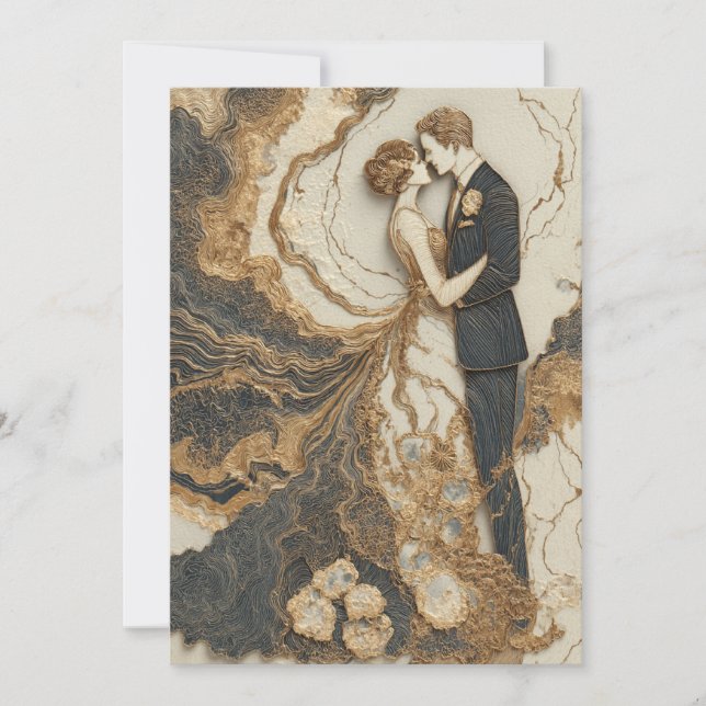 Marmorerade ängar | Chic Linjer Inbjudningar (Framsida)