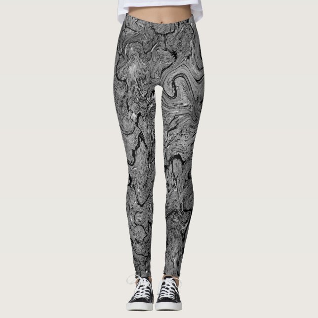"Marmorerade" B&W-kopplingar Leggings (Framsida)