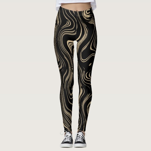 Marmorerade balar av Guld Leggings (Framsida)