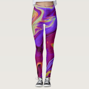 Marmorerade baljväxter i Maron och Lila Roligt Leggings