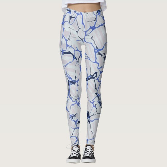 Marmorerade Mönster-1-baljväxter Leggings (Framsida)