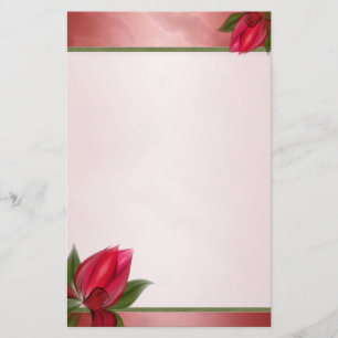 Marmorerade rosa röda blom brevpapper