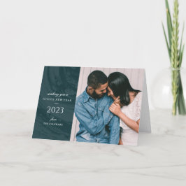 Marmorerat nyårskort för fotografisk hälsning - Te Tack Kort