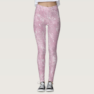 Marmorerat siden moiré-mönster i dammig rosa leggings