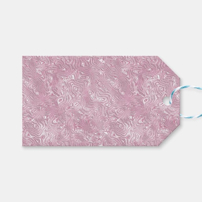 Marmorerat siden moiré-mönster i dammig rosa presentetikett (Framsidan (Horisontell))