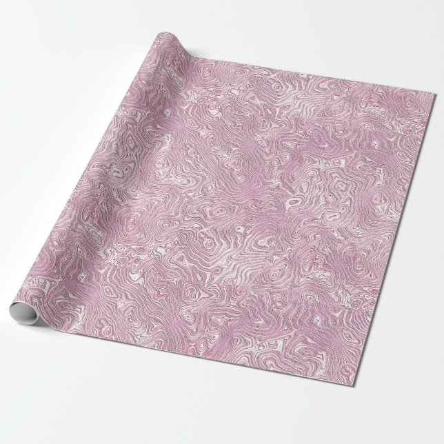 Marmorerat siden moiré-mönster i dammig rosa presentpapper (Utrullad)