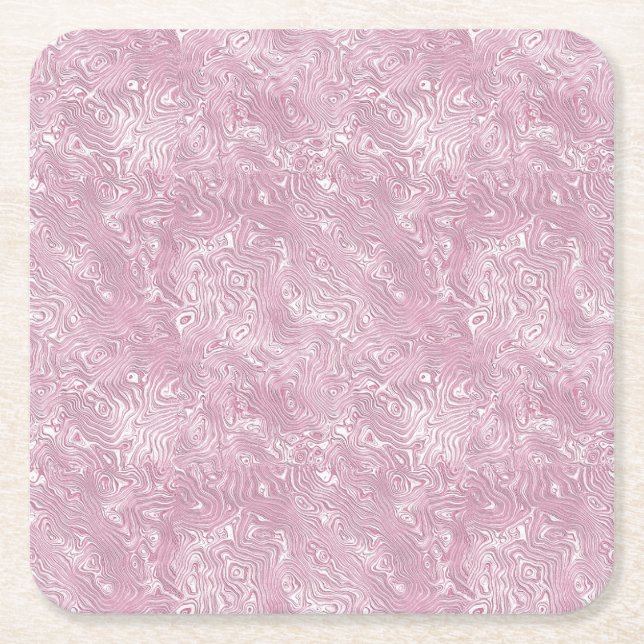 Marmorerat siden moiré-mönster i dammig rosa underlägg papper kvadrat (Framsidan)