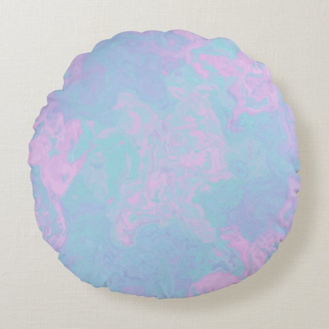 Marmorering Pastell Rund Kudde (Framsidan)