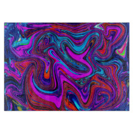 Marmoriserad Magenta, Blå och Röd Abstrakt Konst