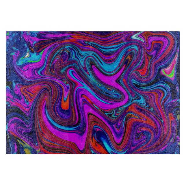 Marmoriserad Magenta, Blå och Röd Abstrakt Konst (Framsidan)