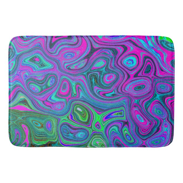Marmoriserad Magenta och Limegrön Groovy Abstrakt  Badrumsmatta (Framsidan)