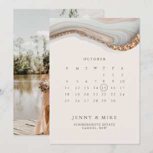 Marmorkalender Spara datum-inbjudan Inbjudningar